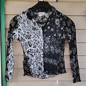 Alberto Makali Nwts Textured Crinkled Button Whimsigoth Fairy Blouse